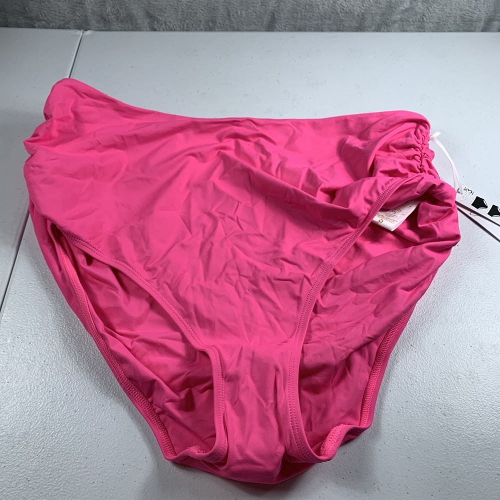Anne Cole Womens Swim Bikini Bottoms Size 20W Pink Shirred 3-Way Convertible NWT